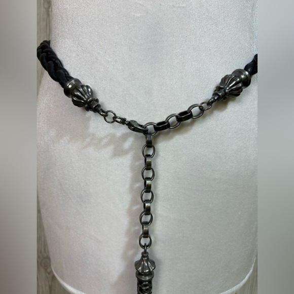 Black Braided Leather and Metal Belt 36” - Picture 12 of 12
